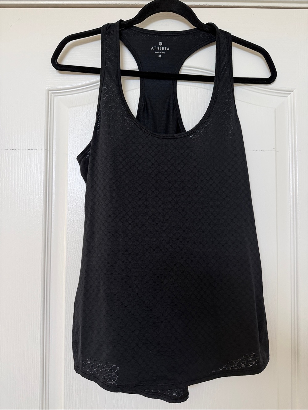 Athleta Black Racerback Tank with Subtle Diamond Texture